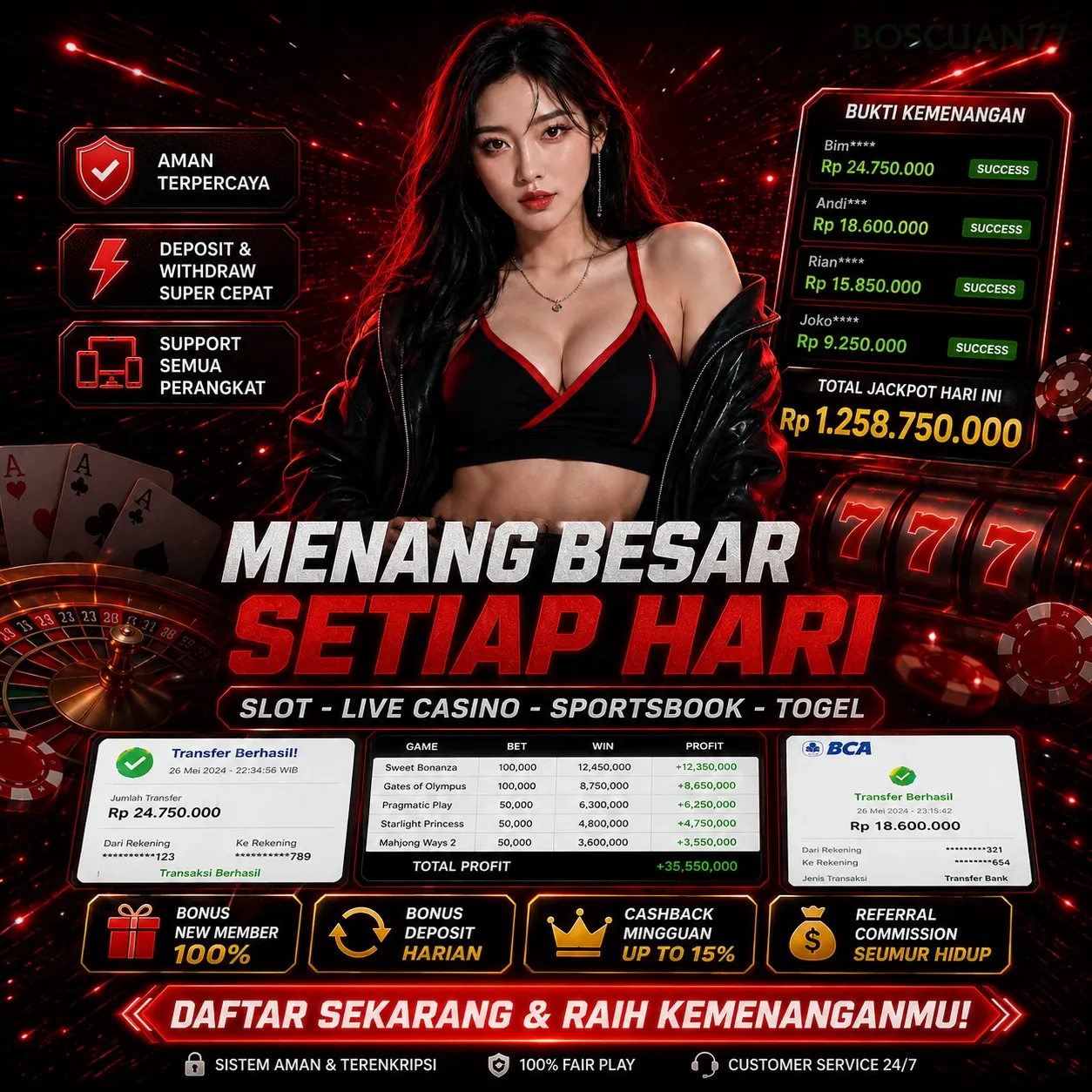 Ikon aplikasi boscuan77 resmi